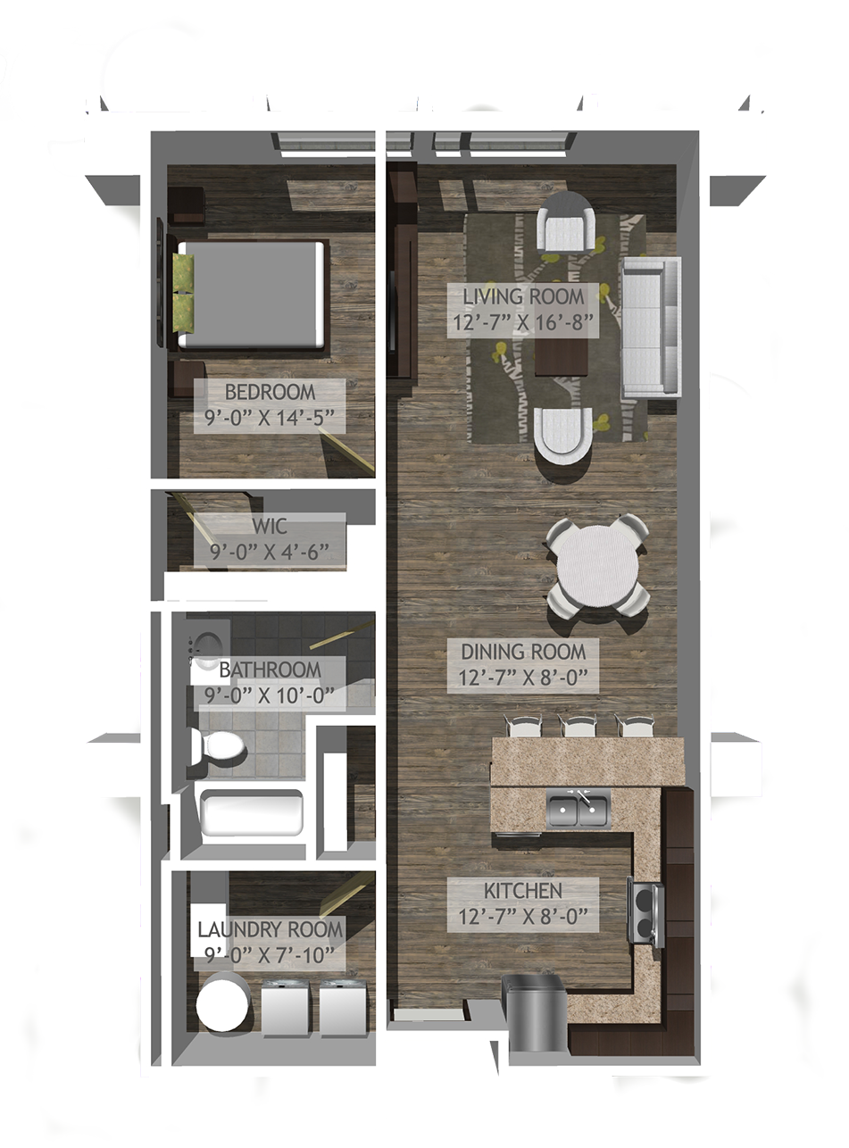 One & Two Bedroom Floor Plans Center North Apartments in